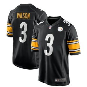 NWT Pittsburgh Steelers Russell Wilson #3 Nike NFL Black Jersey/Beanie Bundle
